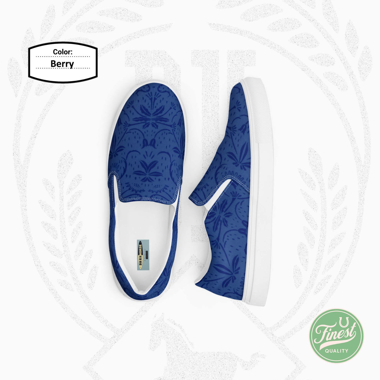 Dark Horse Clothing Co - Women’s Slip-On Canvas Shoes White Sole Blueberry Flower