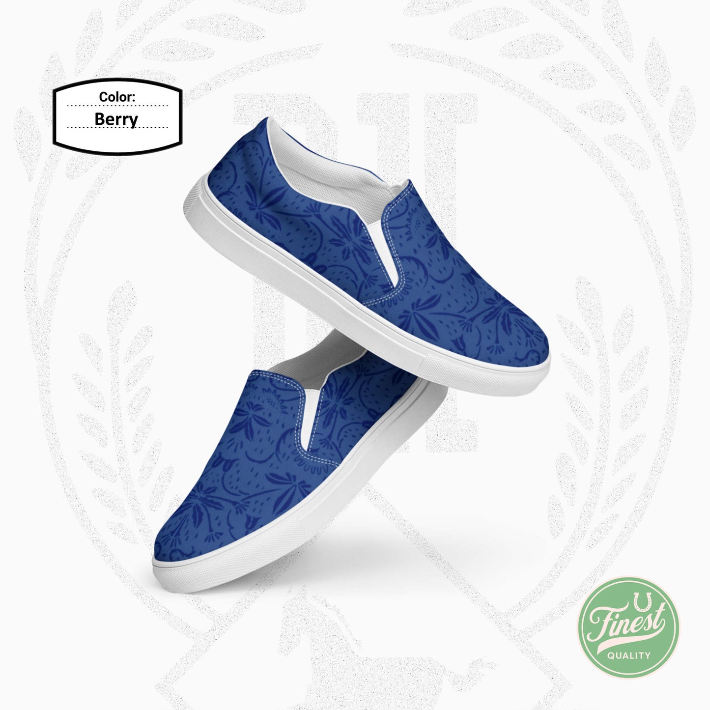 Dark Horse Clothing Co - Women’s Slip-On Canvas Shoes White Sole Blueberry Flower