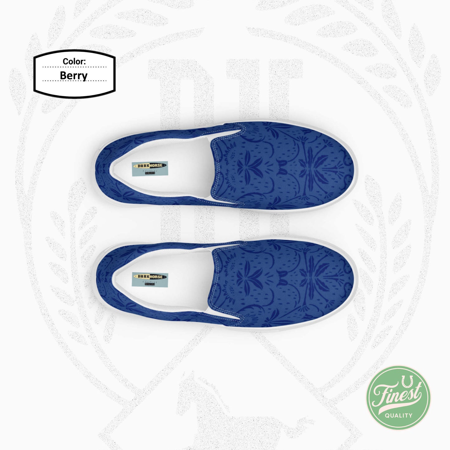Dark Horse Clothing Co - Women’s Slip-On Canvas Shoes White Sole Blueberry Flower