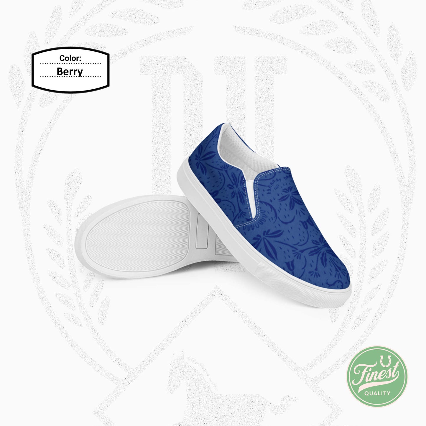 Dark Horse Clothing Co - Women’s Slip-On Canvas Shoes White Sole Blueberry Flower