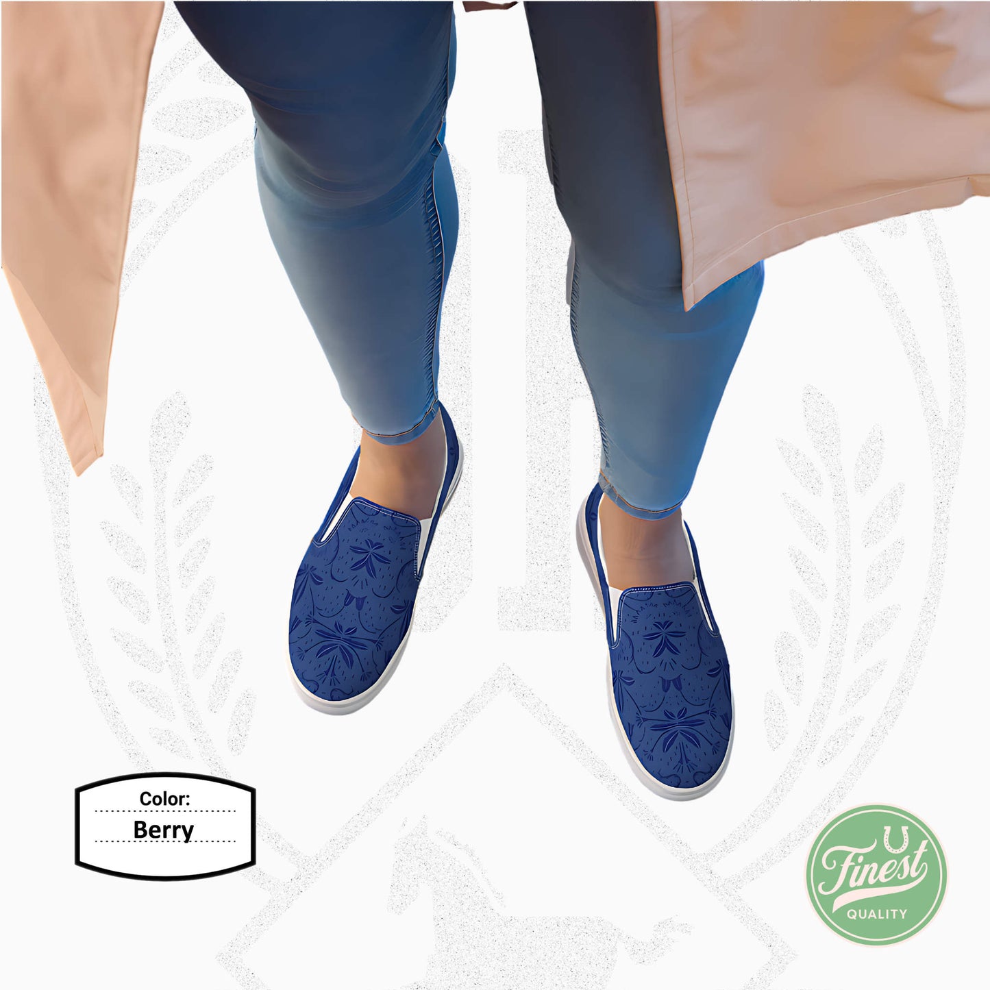 Dark Horse Clothing Co - Women’s Slip-On Canvas Shoes White Sole Blueberry Flower