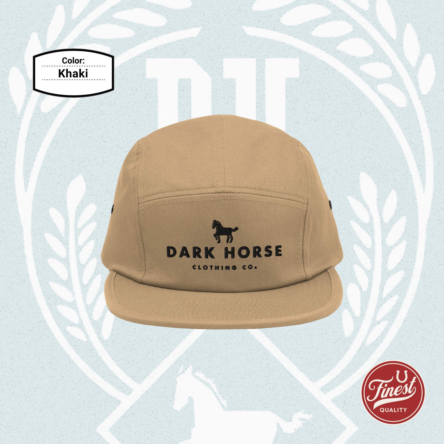 Dark Horse Clothing Co - Five Panel Cap Khaki Color with Black Embroidery Logo