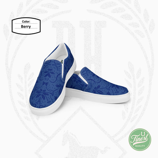 Dark Horse Clothing Co - Women’s Slip-On Canvas Shoes White Sole Blueberry Flower