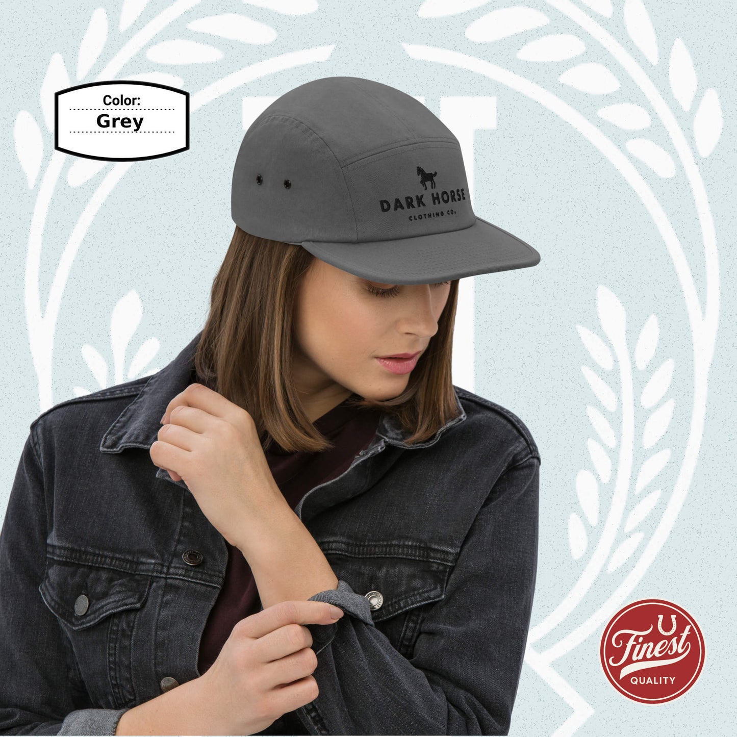 Dark Horse Clothing Co - Five Panel Cap Khaki Color with Black Embroidery Logo