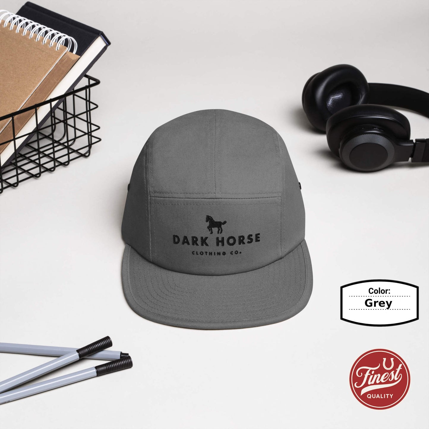 Dark Horse Clothing Co - Five Panel Cap Khaki Color with Black Embroidery Logo