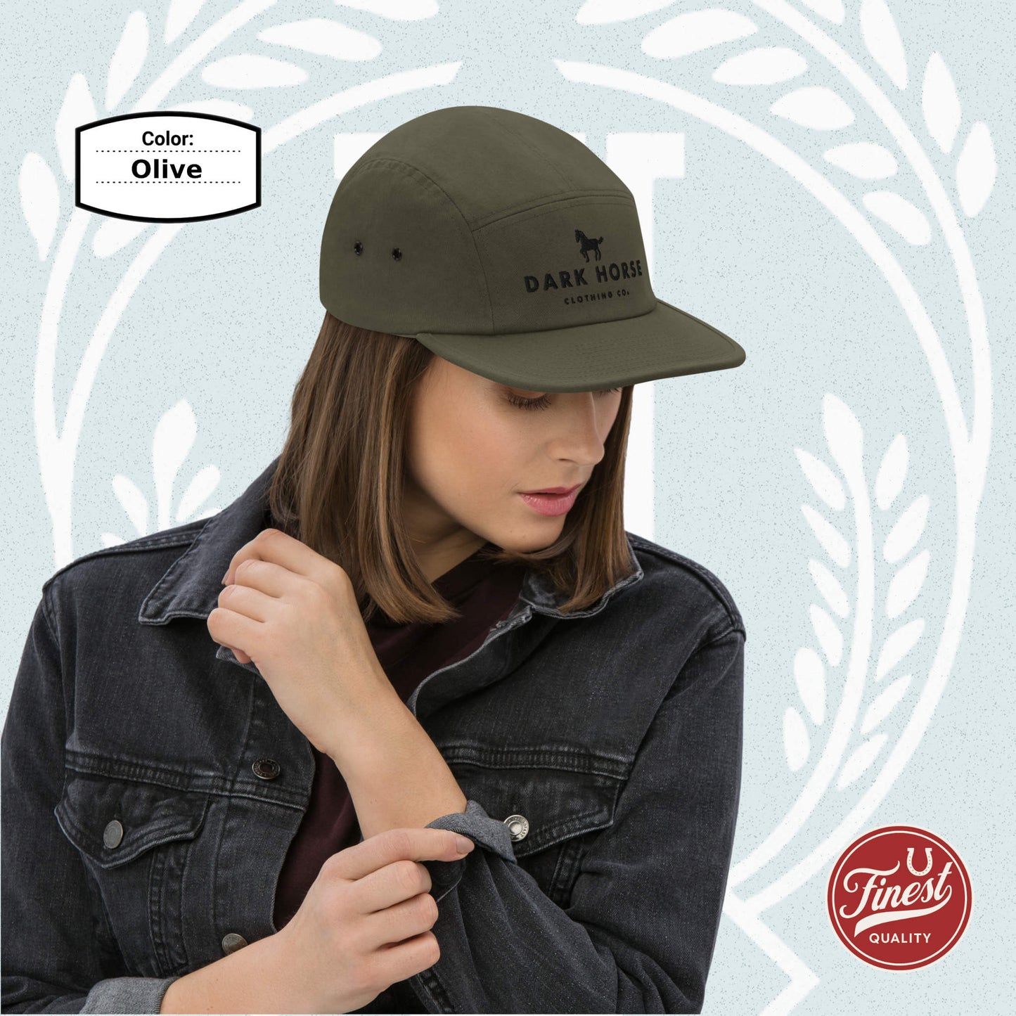 Dark Horse Clothing Co - Five Panel Cap Khaki Color with Black Embroidery Logo